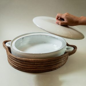 Alternative view of Handcrafted Ceramic Certagines Serving Dish with Pine Fiber Basket